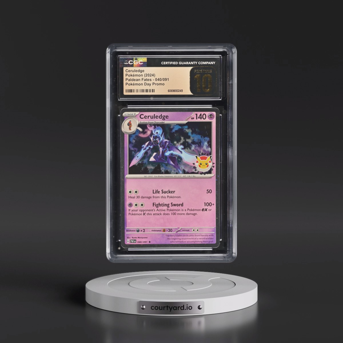 2024 Paldean Fates - PAF EN #040/091 Ceruledge - Pokémon Day Promo (Cosmos Holo) (CGC 10 PRISTINE)