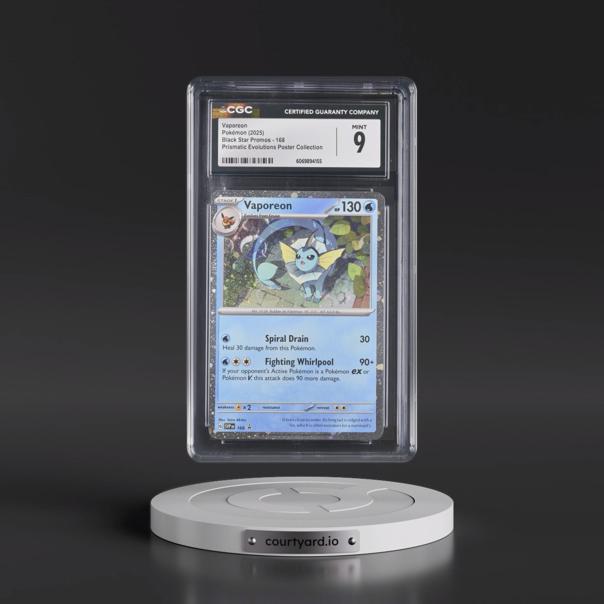 2023 Black Star Promos - Scarlet & Violet SVP EN #168 Vaporeon - Prismatic Evolutions Poster Collection (Cosmos Holo) (CGC 9 MINT)