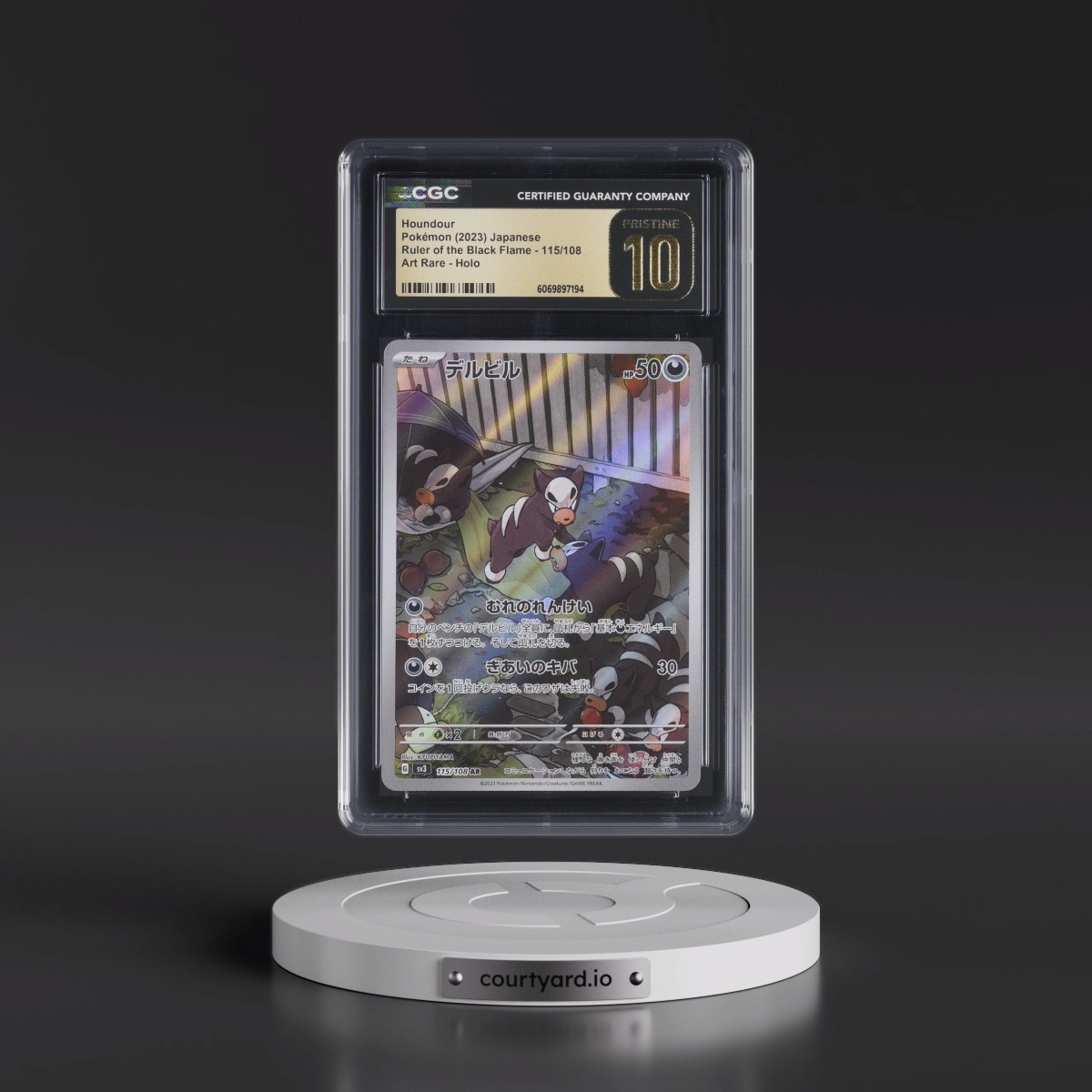 2023 Ruler of the Black Flame #115/108 Houndour - Art Rare Holo (CGC 10 PRISTINE)