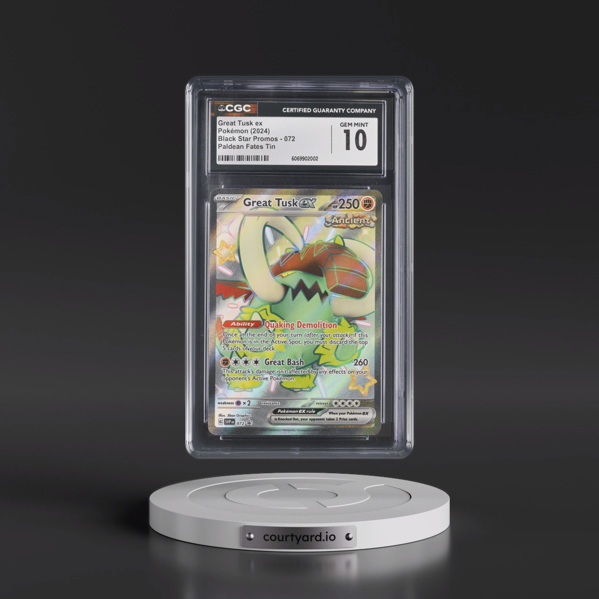 2023 Black Star Promos - Scarlet & Violet SVP EN #072 Great Tusk ex - Paldean Fates Tin (Holo) (CGC 10 GEM MINT)