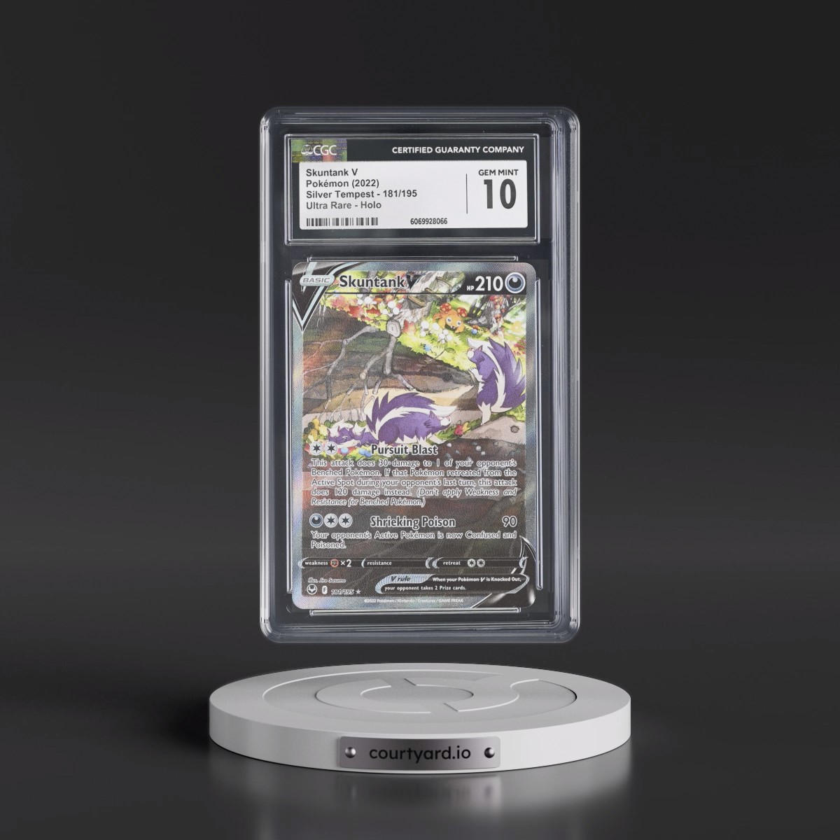 2022 Silver Tempest #181/195 Skuntank V - Ultra Rare Holo (CGC 10 GEM MINT)