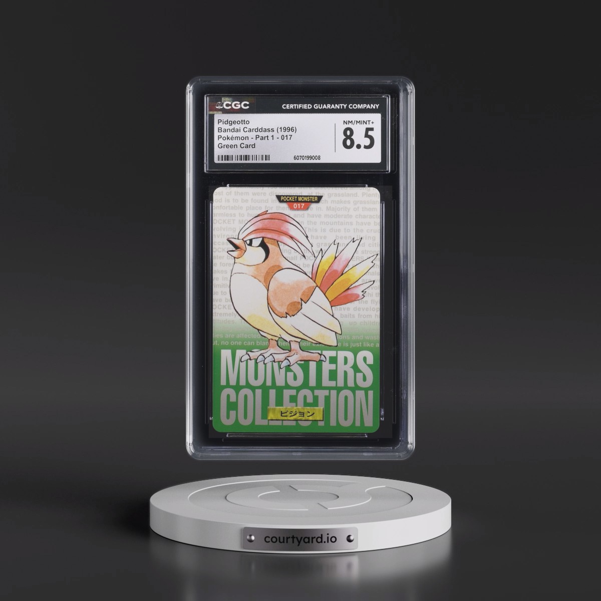 1996 (Monsters Collection) Part 1 #017 Pidgeotto - Green Card (CGC 8.5 NM-MT+)