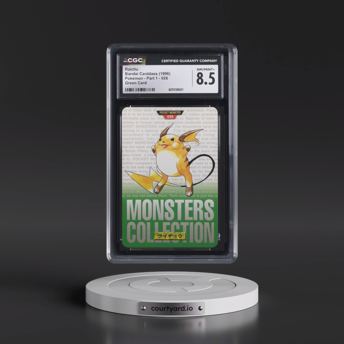 1996 (Monsters Collection) Part 1 #026 Raichu - Green Card (CGC 8.5 NM-MT+)