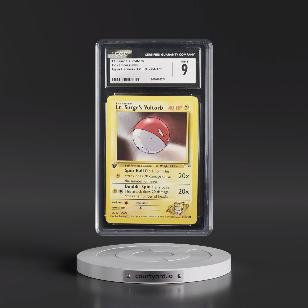 2000 Gym Heroes #84/132 Lt. Surge's Voltorb - 1st Edition 1st Edition (CGC 9 MINT)