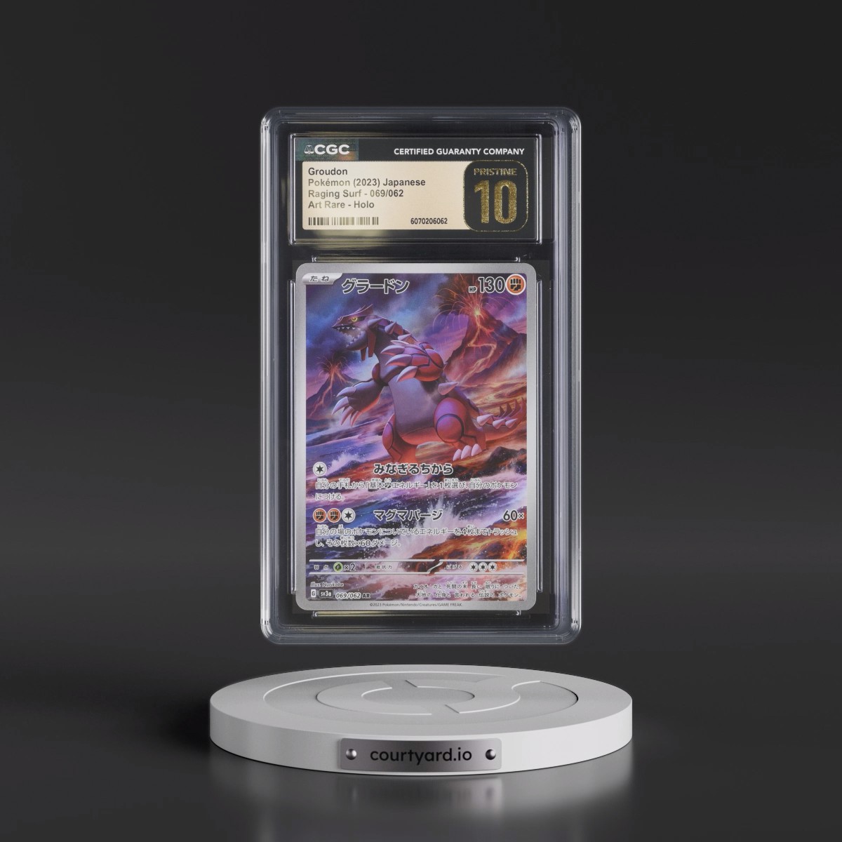 2023 Raging Surf #069/062 Groudon - Art Rare Holo (CGC 10 PRISTINE)
