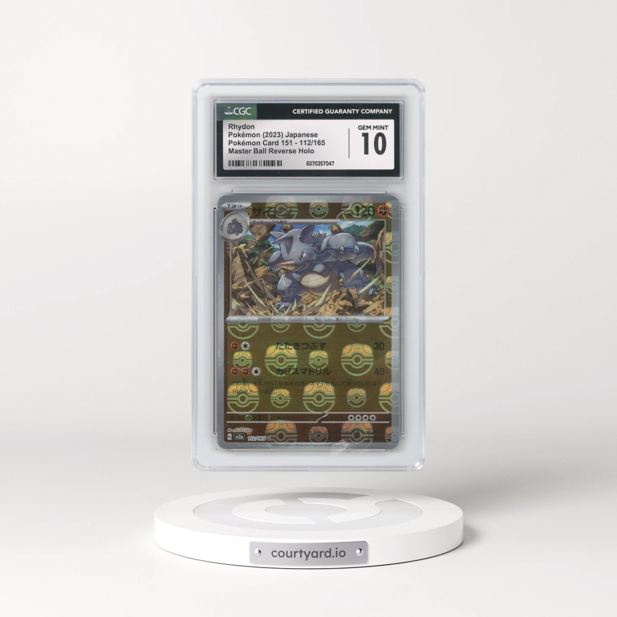 2023 Pokémon Card 151 #112/165 Rhydon - Reverse Holo Master Ball (CGC 10 GEM MINT)