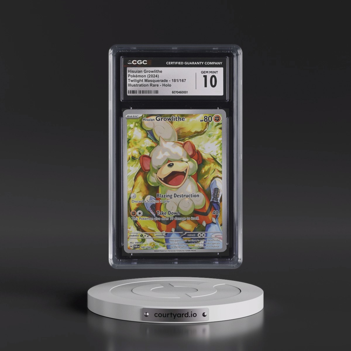 2024 Twilight Masquerade - TWM EN #181/167 Hisuian Growlithe - Illustration Rare Holo (CGC 10 GEM MINT)