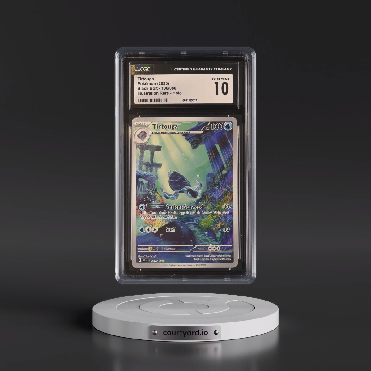 2025 Black Bolt - BLK EN #106/086 Tirtouga - Illustration Rare Holo (CGC 10 GEM MINT)