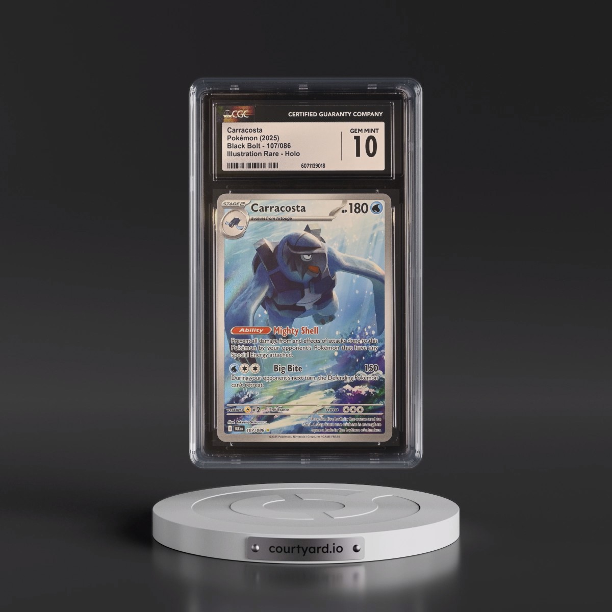2025 Pokémon Blk EN-Black Bolt #107 Carracosta - Illustration Rare (CGC 10 GEM MINT)