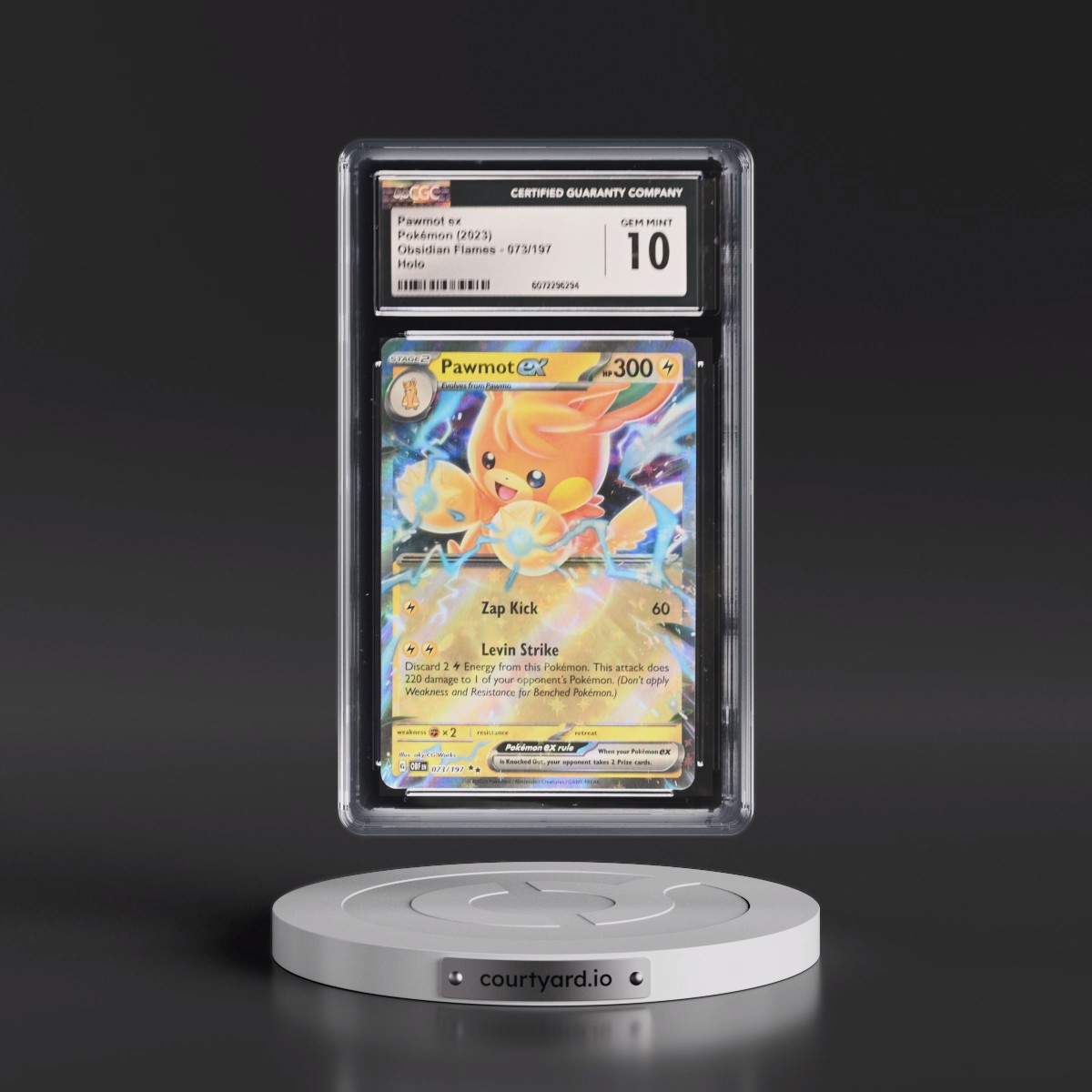 2023 Obsidian Flames - OBF EN #073/197 Pawmot ex - Holo (CGC 10 GEM MINT)