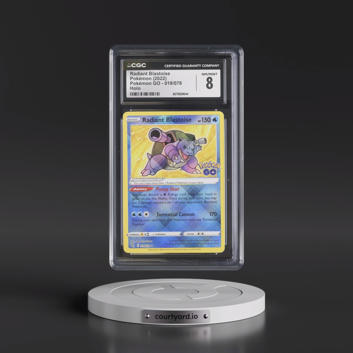 2022 Pokémon GO #018/078 Radiant Blastoise - Holo (CGC 8 NM-MT)