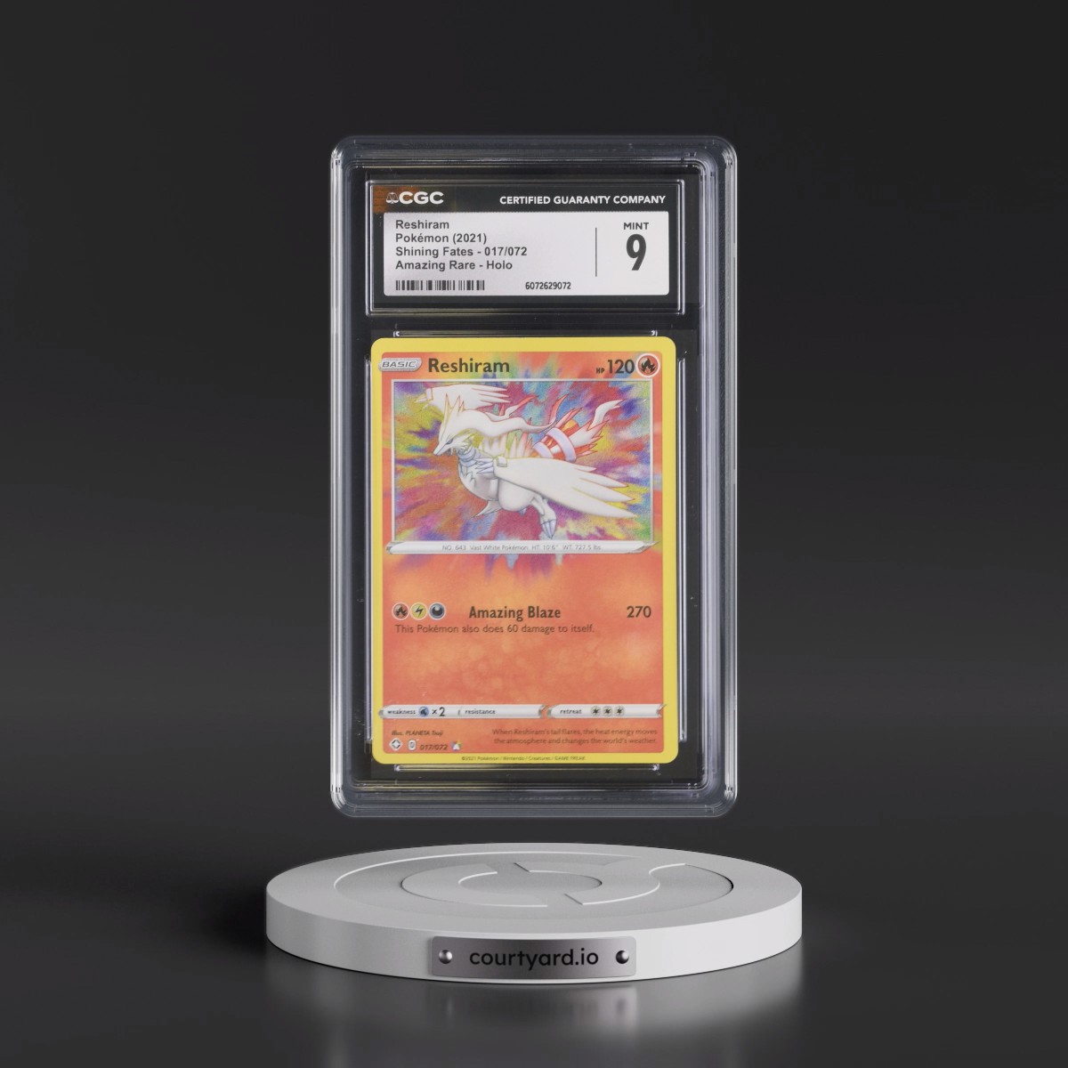 2021 Shining Fates #017/072 Reshiram - Amazing Rare Holo (CGC 9 MINT)