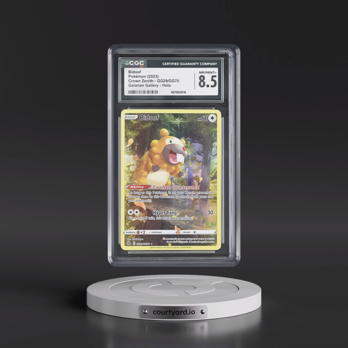 2023 Crown Zenith #GG29/GG70 Bidoof - Galarian Gallery Holo (CGC 8.5 NM-MT+)
