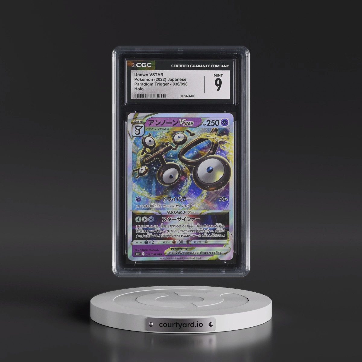 2022 Paradigm Trigger #036/098 Unown VSTAR - Holo (CGC 9 MINT)
