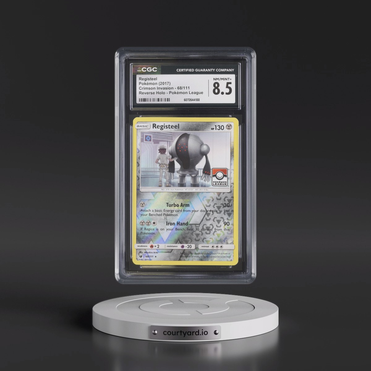 2017 Crimson Invasion #68/111 Registeel - Reverse Holo Pokémon League (CGC 8.5 NM-MT+)
