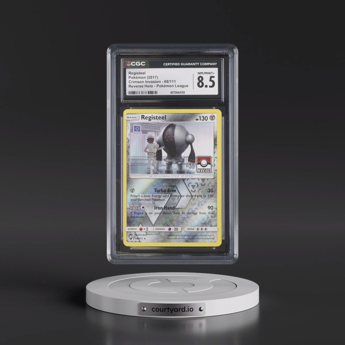 2017 Crimson Invasion #68/111 Registeel - Reverse Holo Pokémon League (CGC 8.5 NM-MT+)