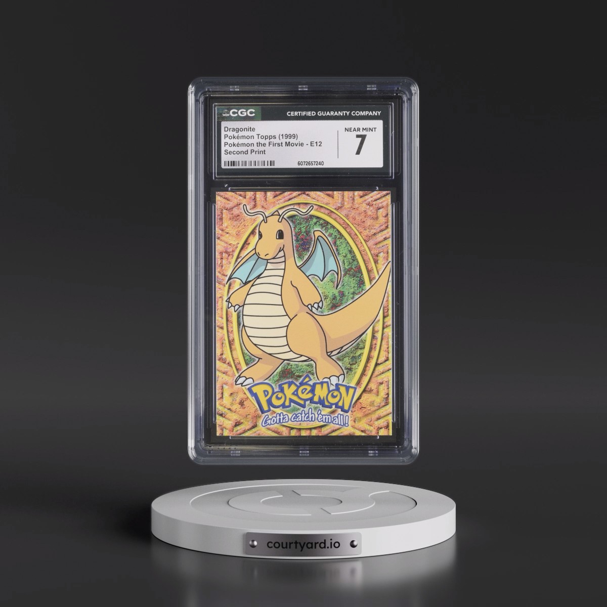 1999 Pokémon the First Movie #E12 No.149 Dragonite - Second Print (Black Topps Logo) (CGC 7 NM)