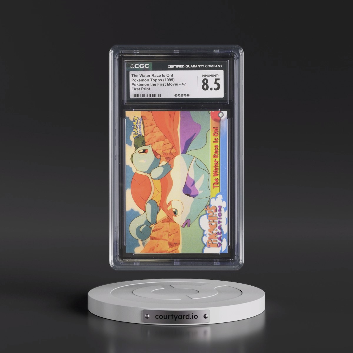 1999 Pokémon the First Movie #47 The Water Race Is On! - First Print (Blue Topps Logo) (CGC 8.5 NM-MT+)