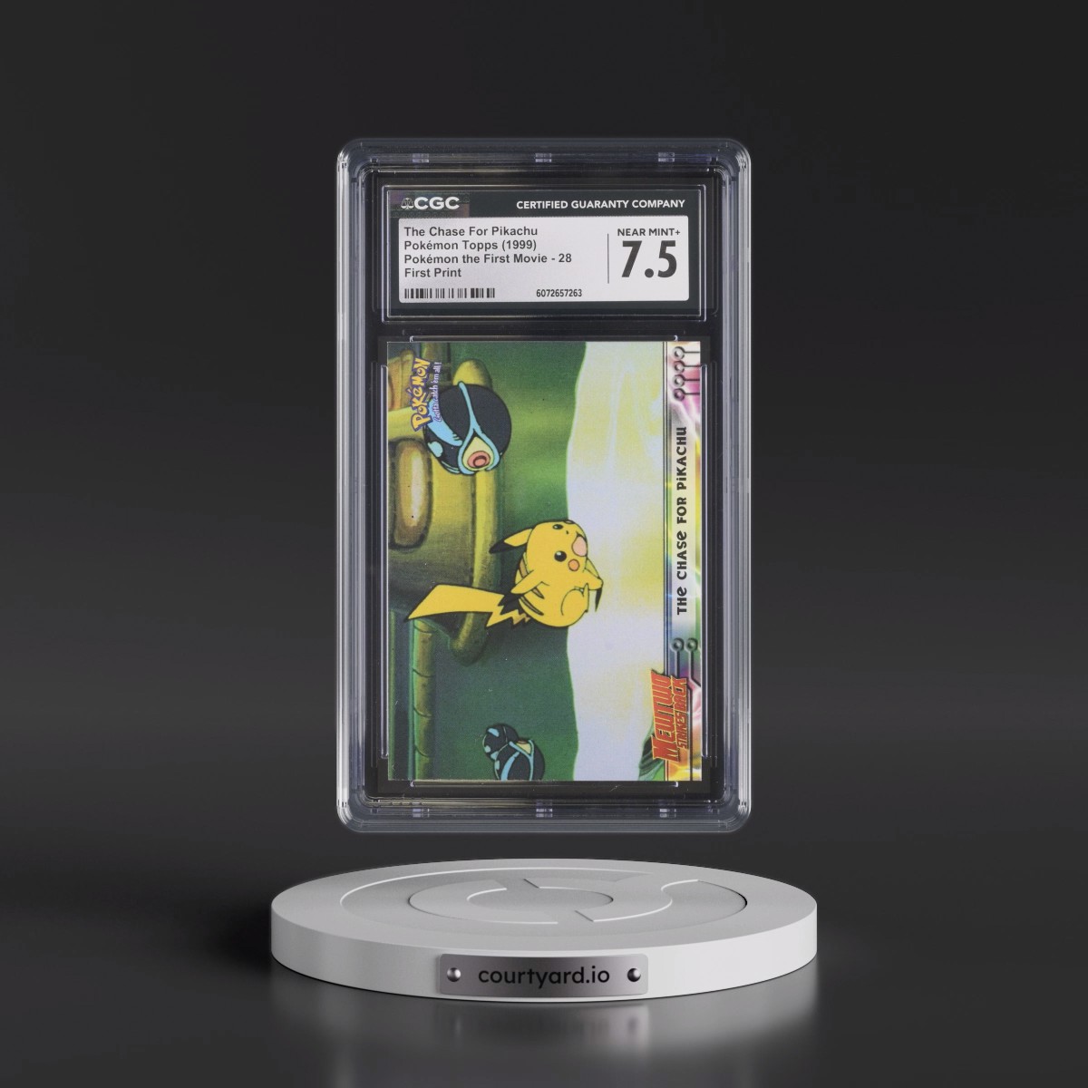 1999 Pokémon the First Movie #28 The Chase For Pikachu - First Print (Blue Topps Logo) (CGC 7.5 NM+)