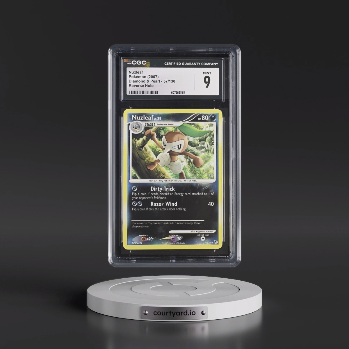 2007 Diamond & Pearl #57/130 Nuzleaf - Reverse Holo (CGC 9 MINT)