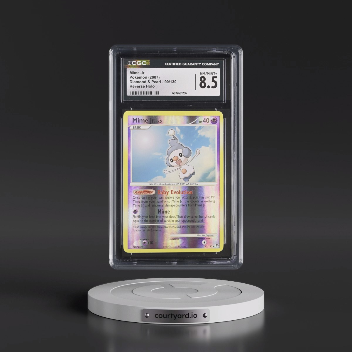 2007 Diamond & Pearl #90/130 Mime Jr. - Reverse Holo (CGC 8.5 NM-MT+)