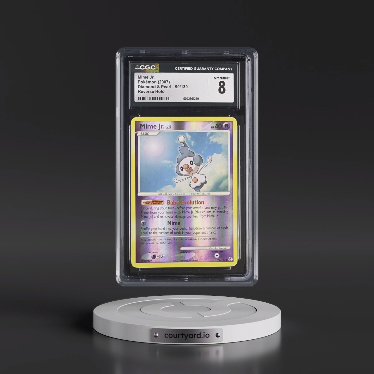 2007 Diamond & Pearl #90/130 Mime Jr. - Reverse Holo (CGC 8 NM-MT)