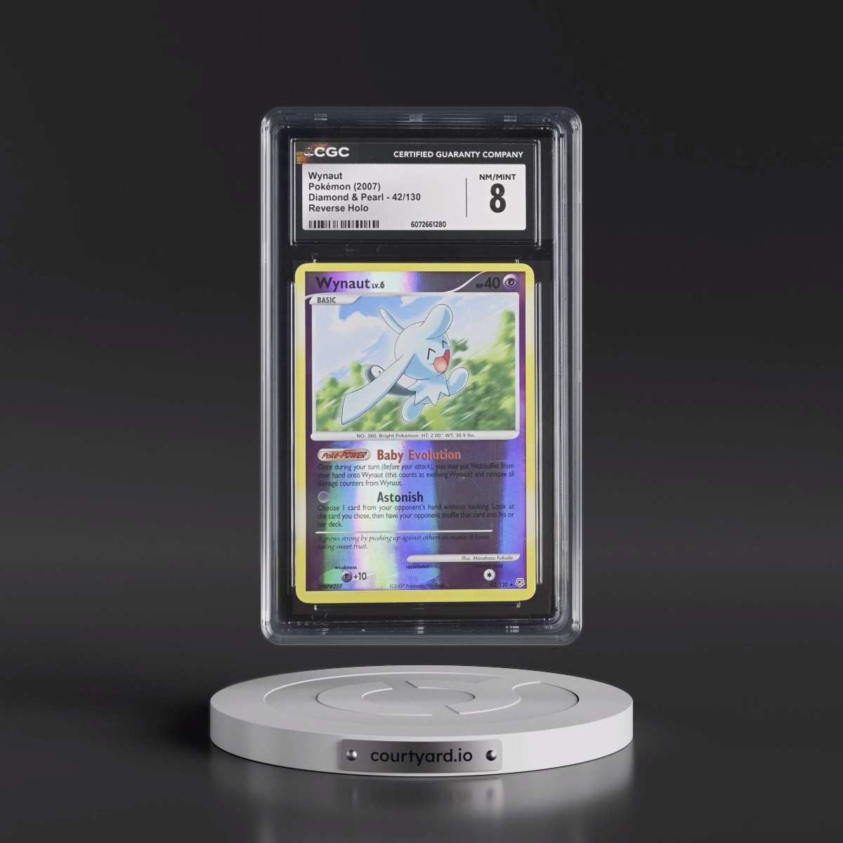 2007 Diamond & Pearl #42/130 Wynaut - Reverse Holo (CGC 8 NM-MT)