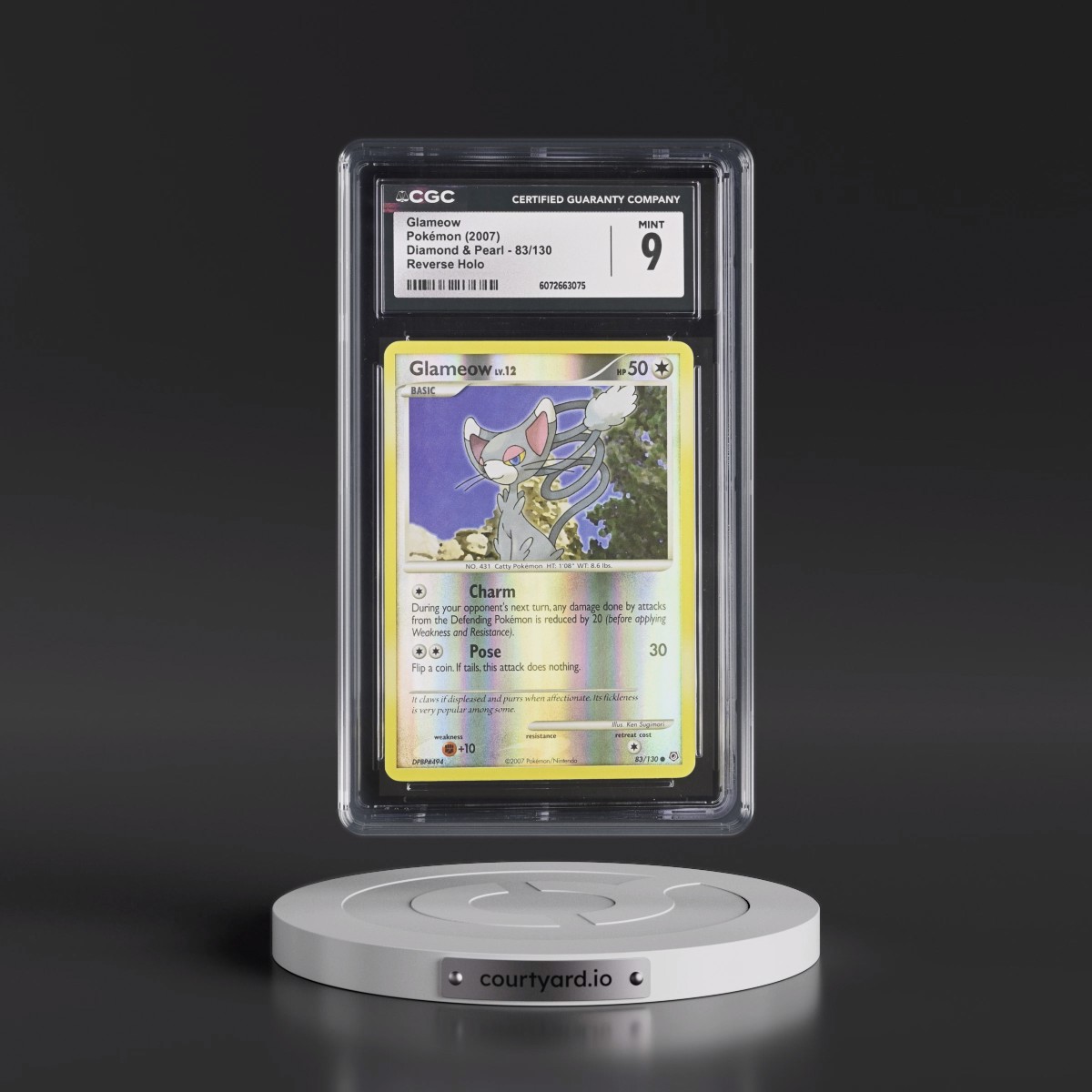 2007 Diamond & Pearl #83/130 Glameow - Reverse Holo (CGC 9 MINT)