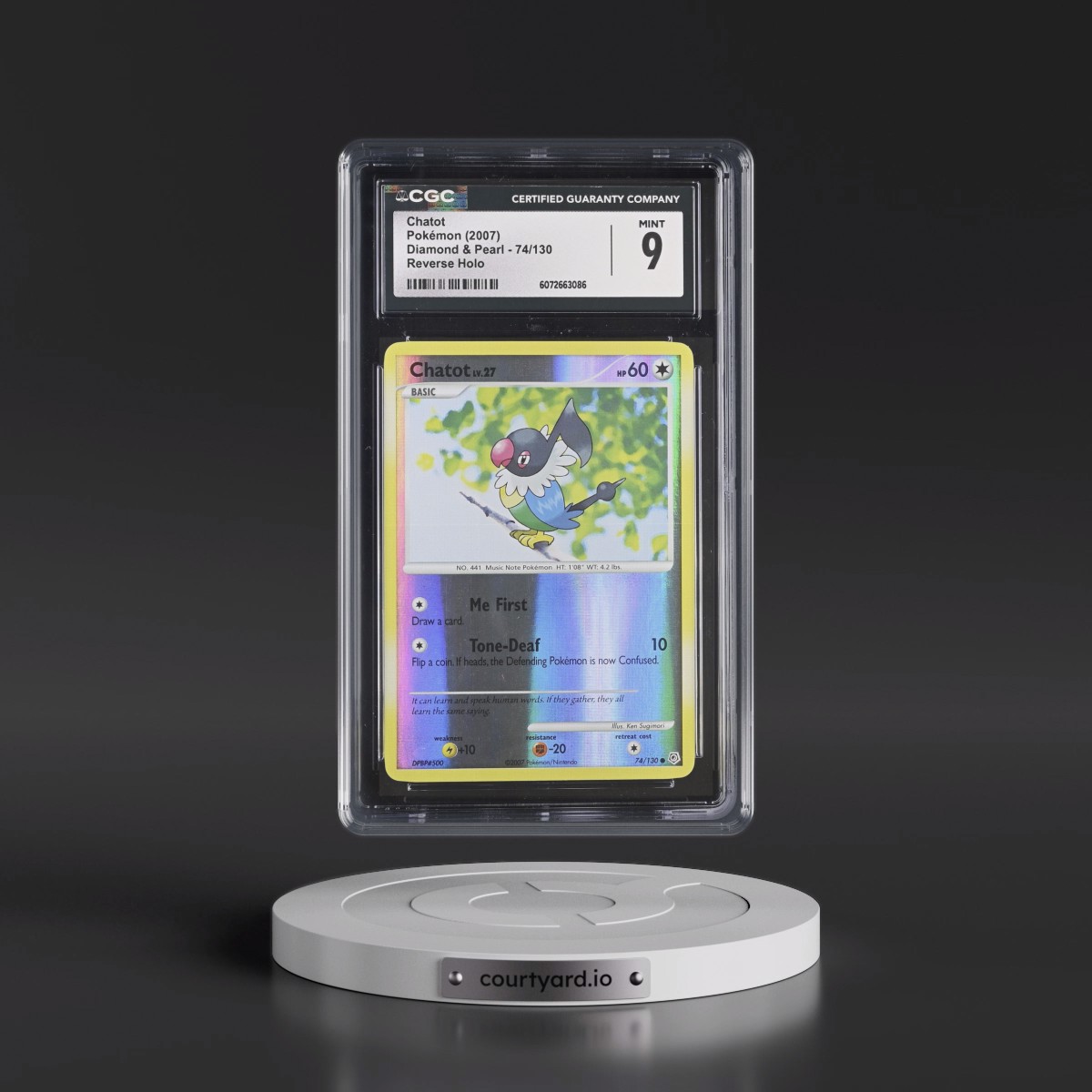 2007 Diamond & Pearl #74/130 Chatot - Reverse Holo (CGC 9 MINT)