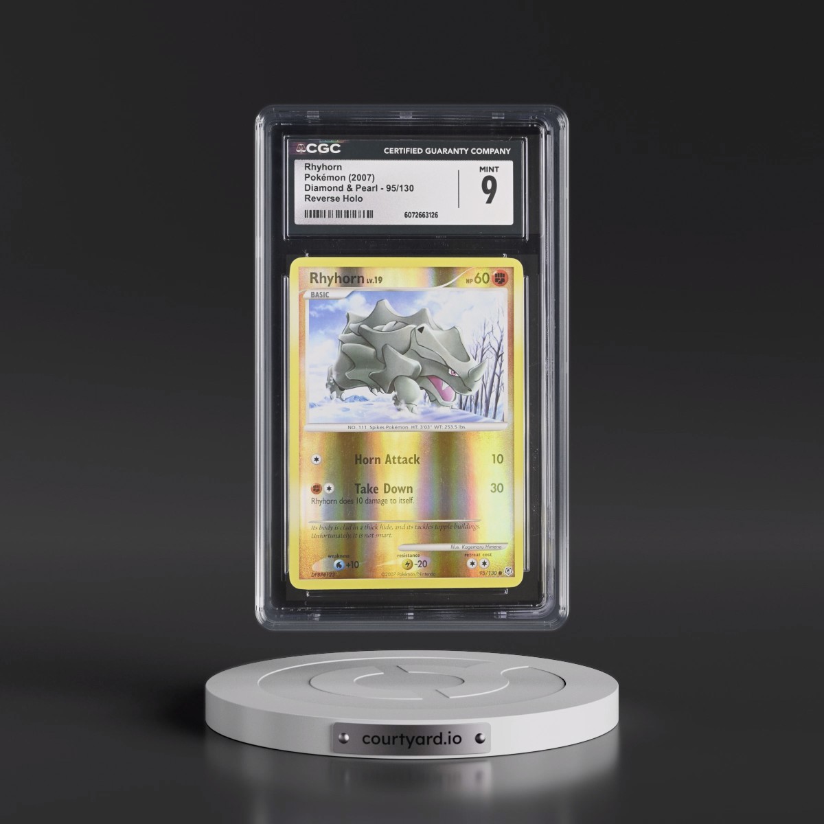2007 Diamond & Pearl #95/130 Rhyhorn - Reverse Holo (CGC 9 MINT)