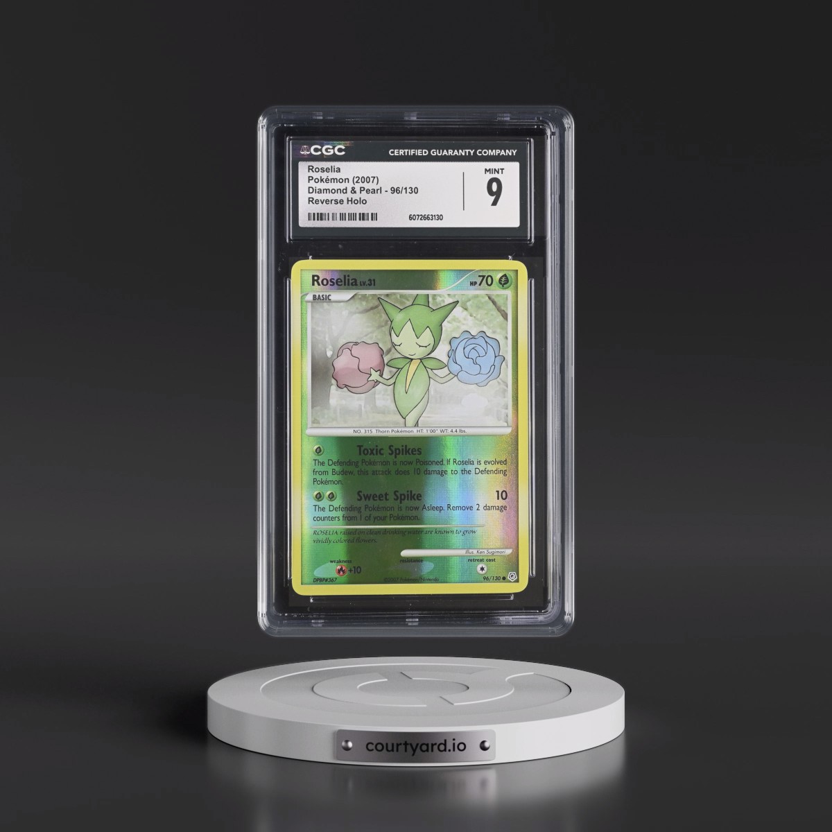 2007 Diamond & Pearl #96/130 Roselia - Reverse Holo (CGC 9 MINT)