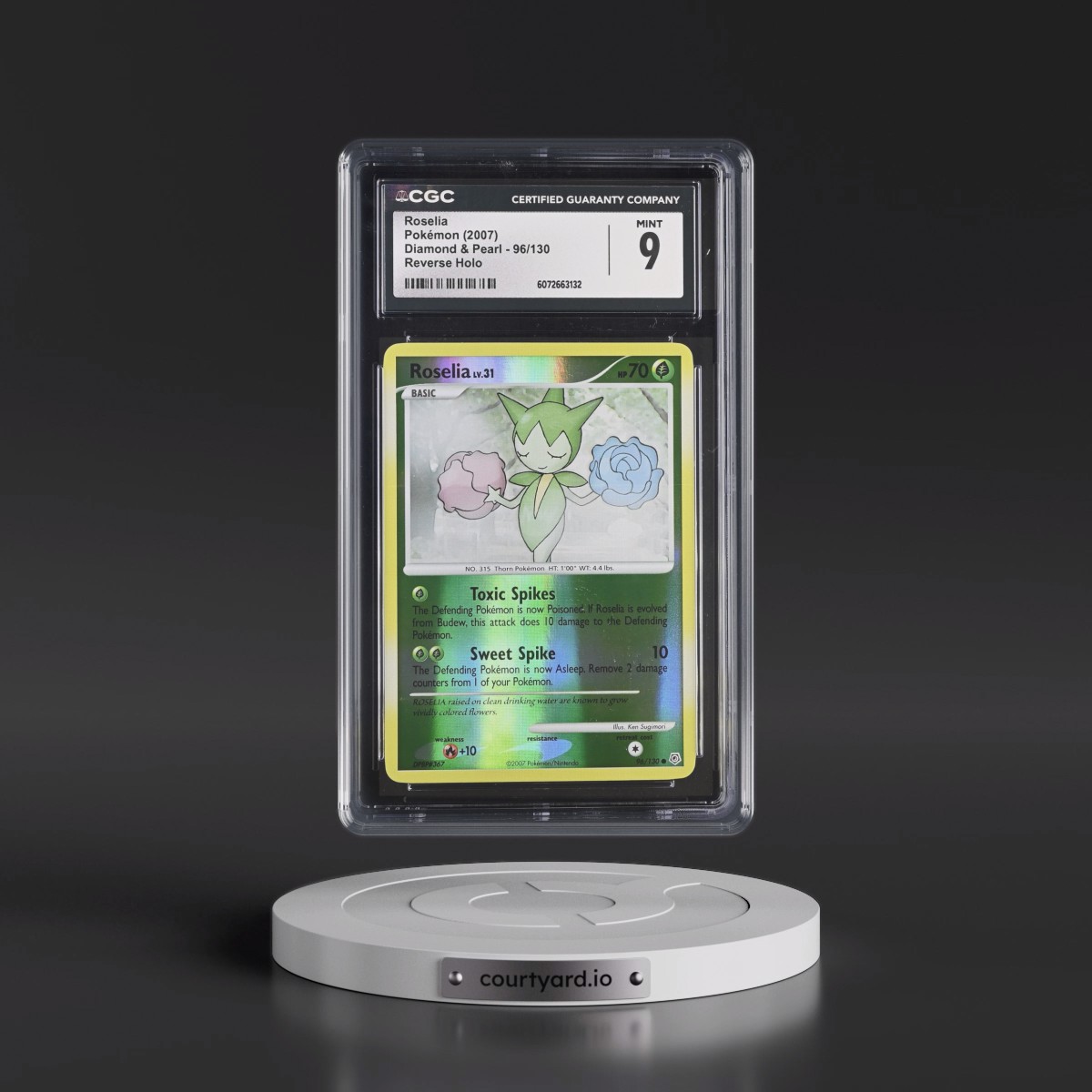 2007 Diamond & Pearl #96/130 Roselia - Reverse Holo (CGC 9 MINT)