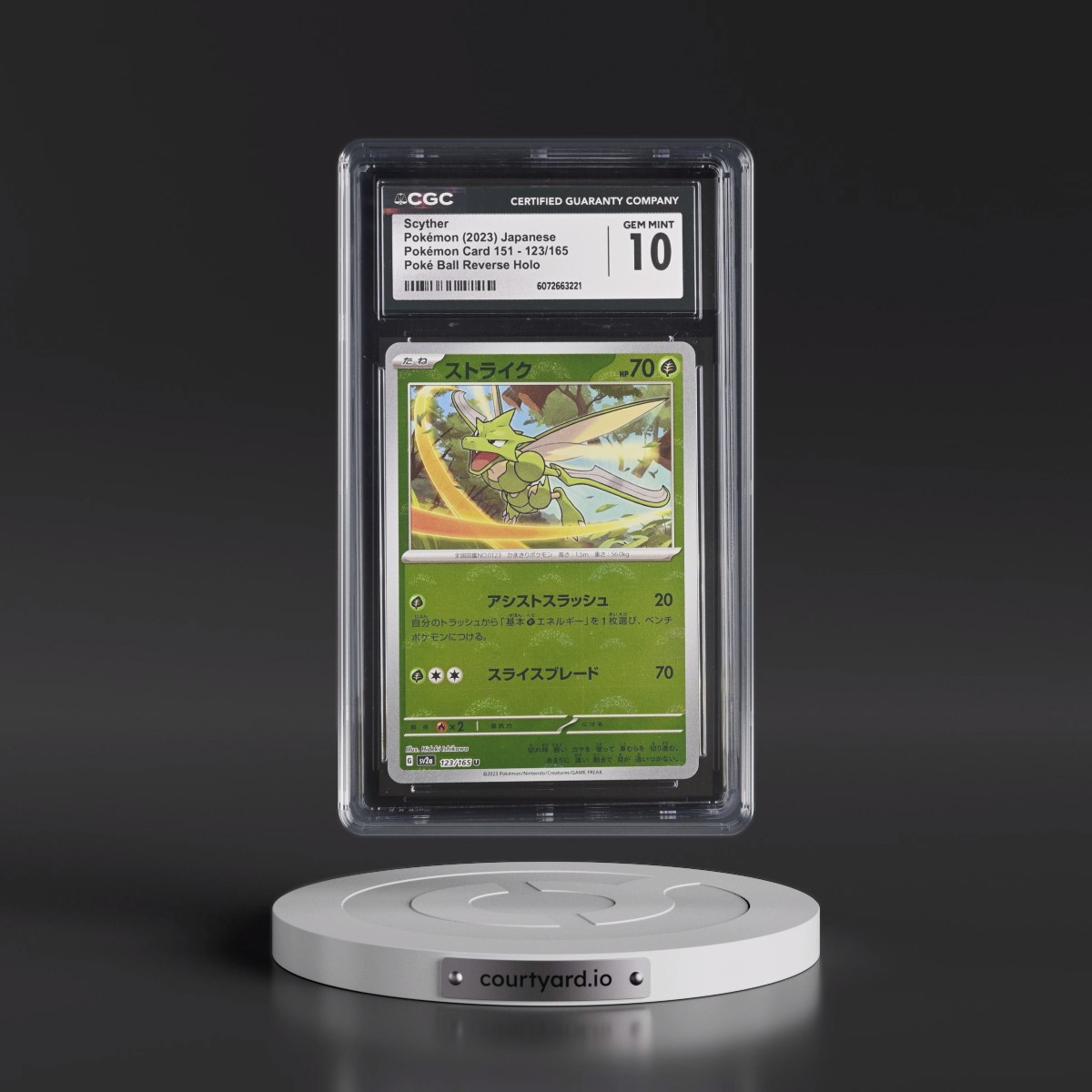 2010 Pokémon Card 151 #123/165 Scyther - Reverse Holo Poké Ball (CGC 10 GEM MINT)