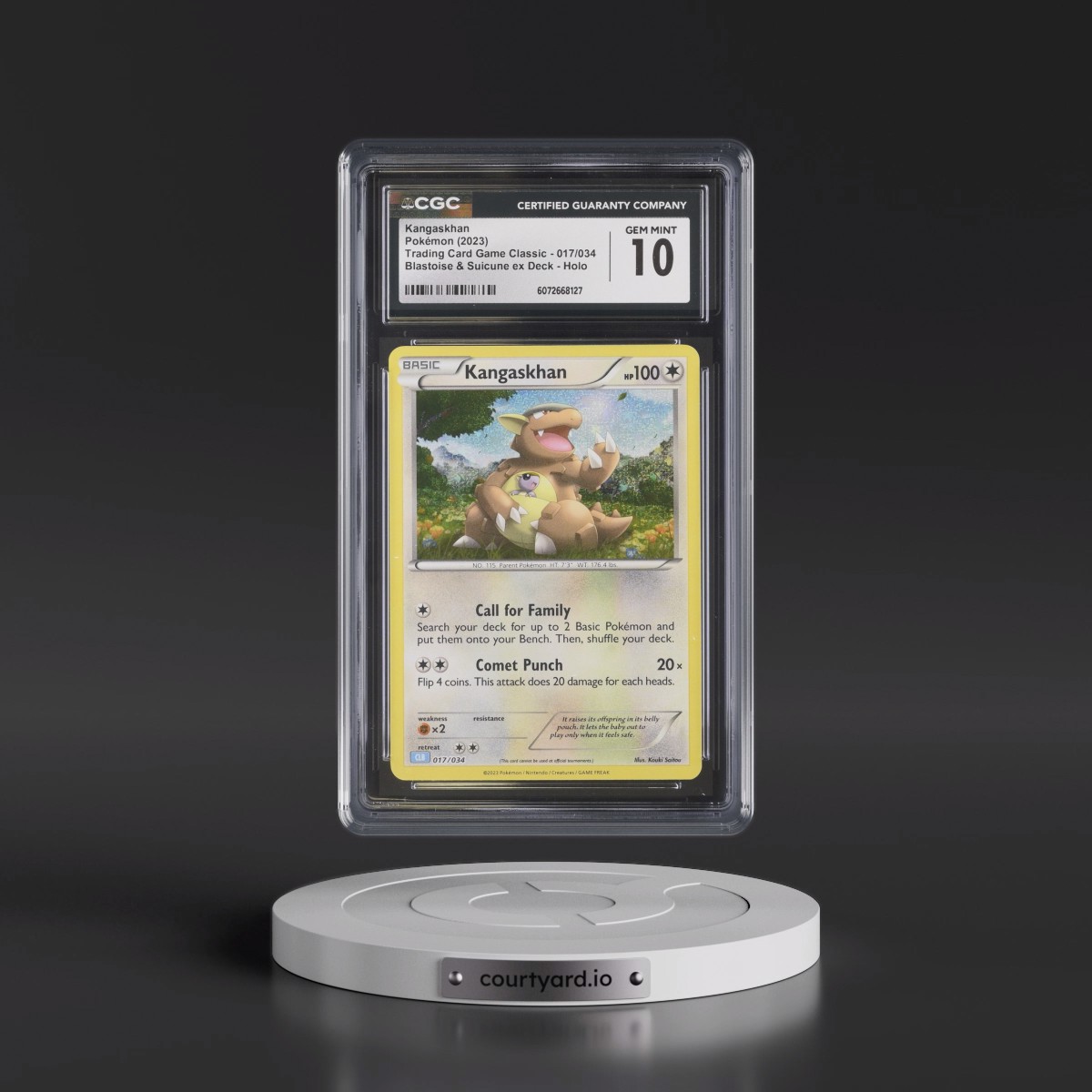 2023 Trading Card Game Classic - CLV, CLC, CLB #017/034 Kangaskhan - Blastoise & Suicune ex Deck - CLB Holo (CGC 10 GEM MINT)