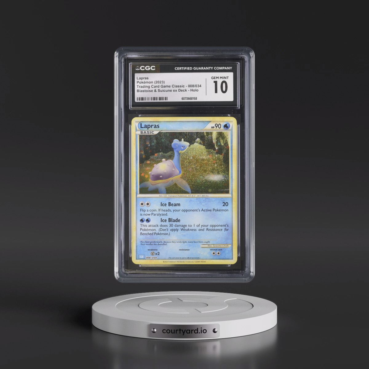 2023 Trading Card Game Classic - CLV, CLC, CLB #008/034 Lapras - Blastoise & Suicune ex Deck - CLB Holo (CGC 10 GEM MINT)