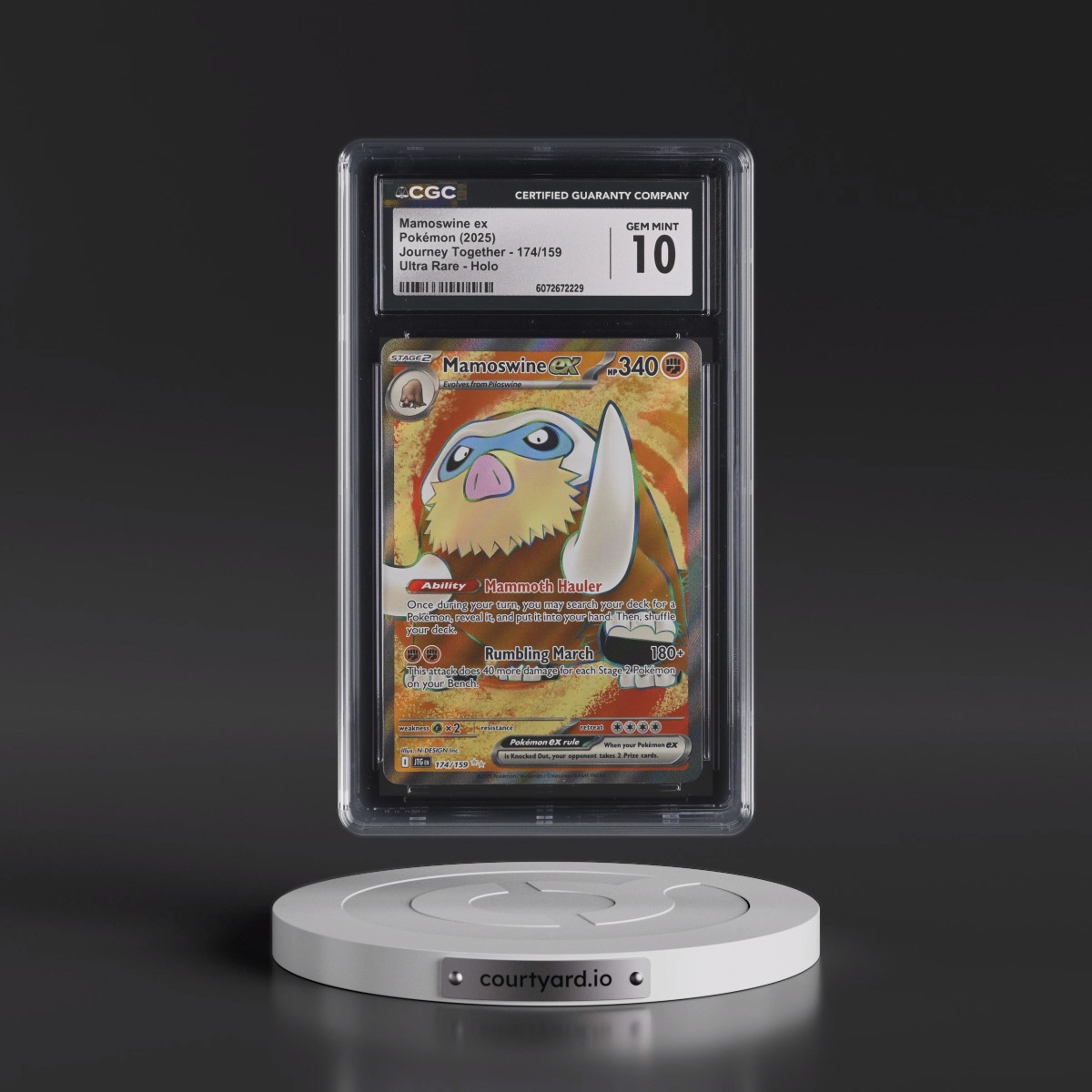 2025 Journey Together - JTG EN #174/159 Mamoswine ex - Ultra Rare Holo (CGC 10 GEM MINT)