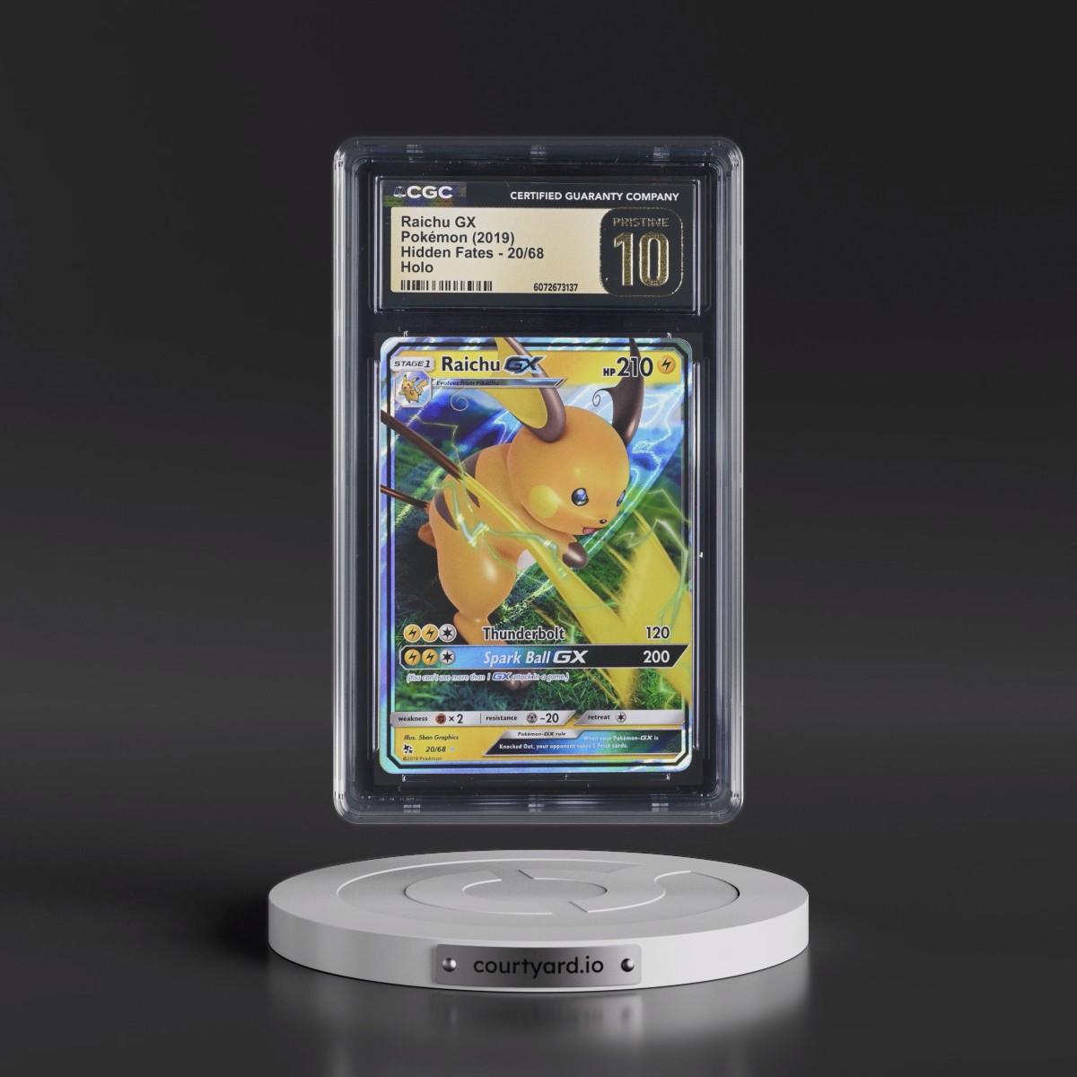 2019 Hidden Fates #20/68 Raichu GX - Holo (CGC 10 PRISTINE)