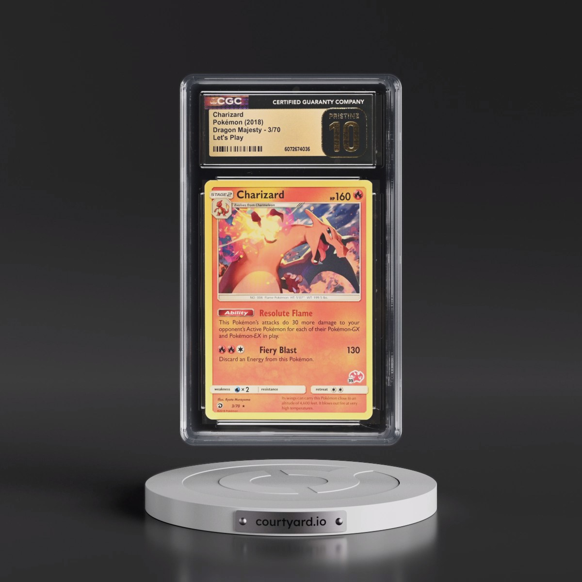 2018 Dragon Majesty #3/70 Charizard - Let's Play, Eevee! Deck (Non-Holo) (CGC 10 PRISTINE)