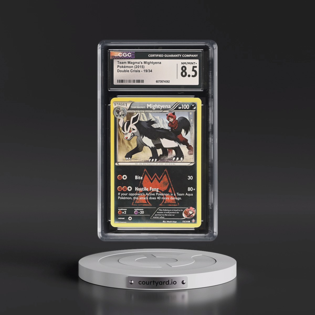 2015 Double Crisis #19/34 Team Magma's Mightyena (CGC 8.5 NM-MT+)