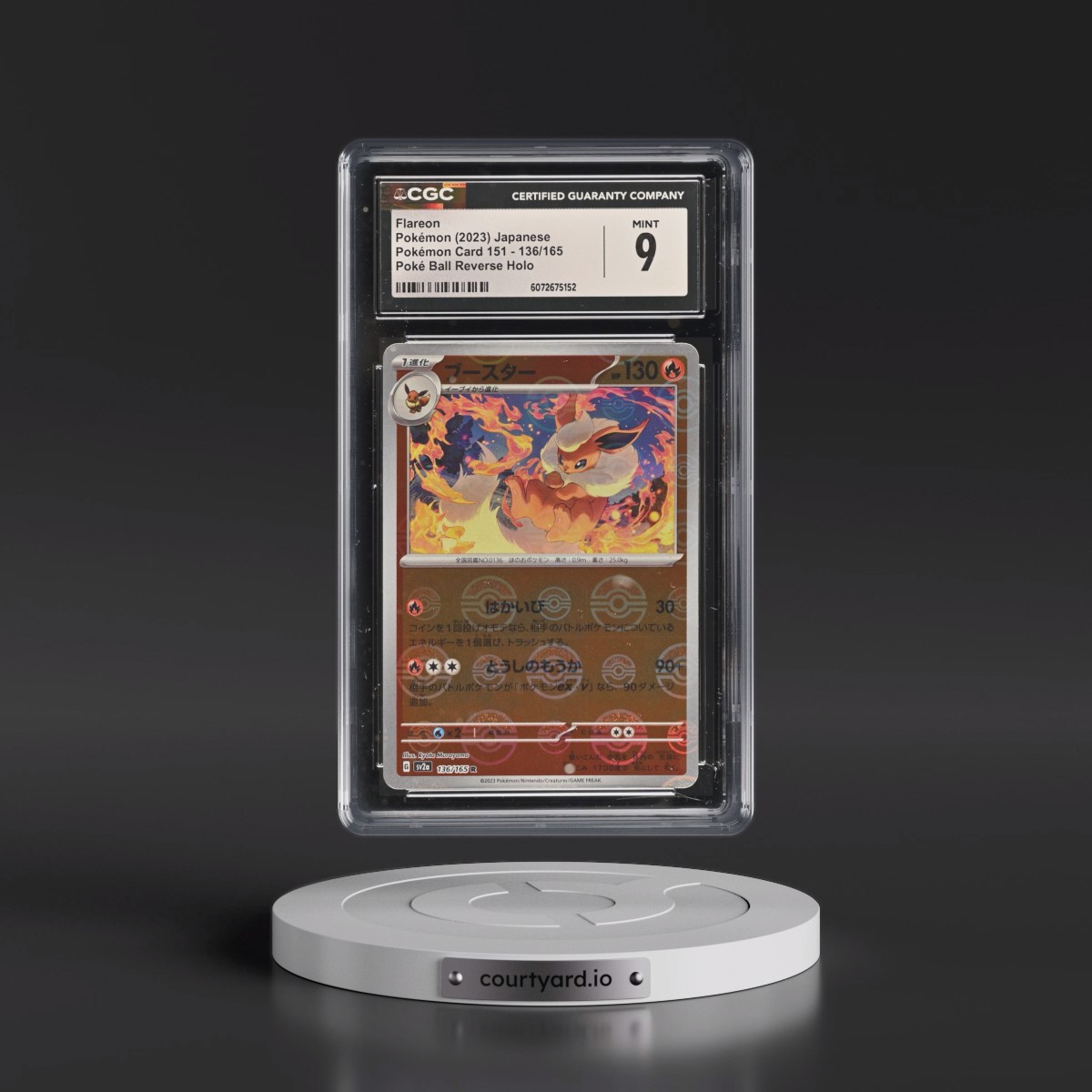 2023 Pokémon Card 151 #136/165 Flareon - Reverse Holo Poké Ball (CGC 9 MINT)