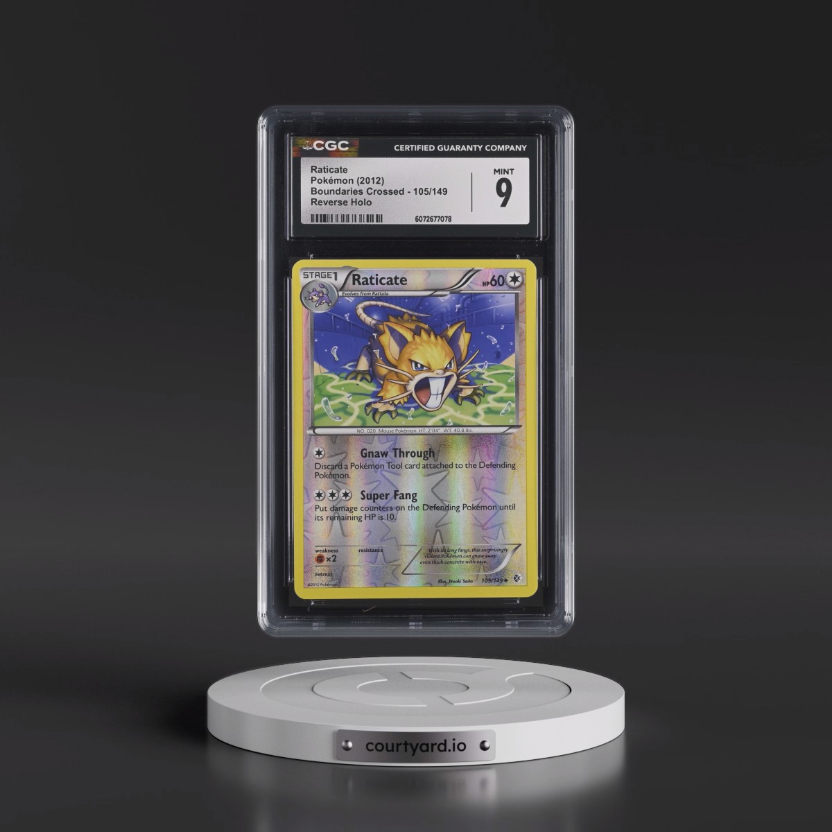 2012 Boundaries Crossed #105/149 Raticate - Reverse Holo (CGC 9 MINT)