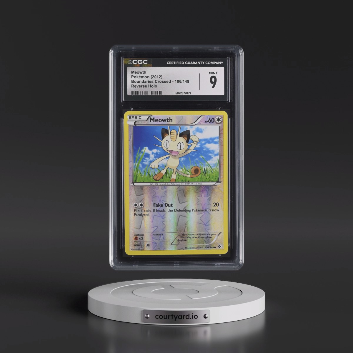 2012 Boundaries Crossed #106/149 Meowth - Reverse Holo (CGC 9 MINT)