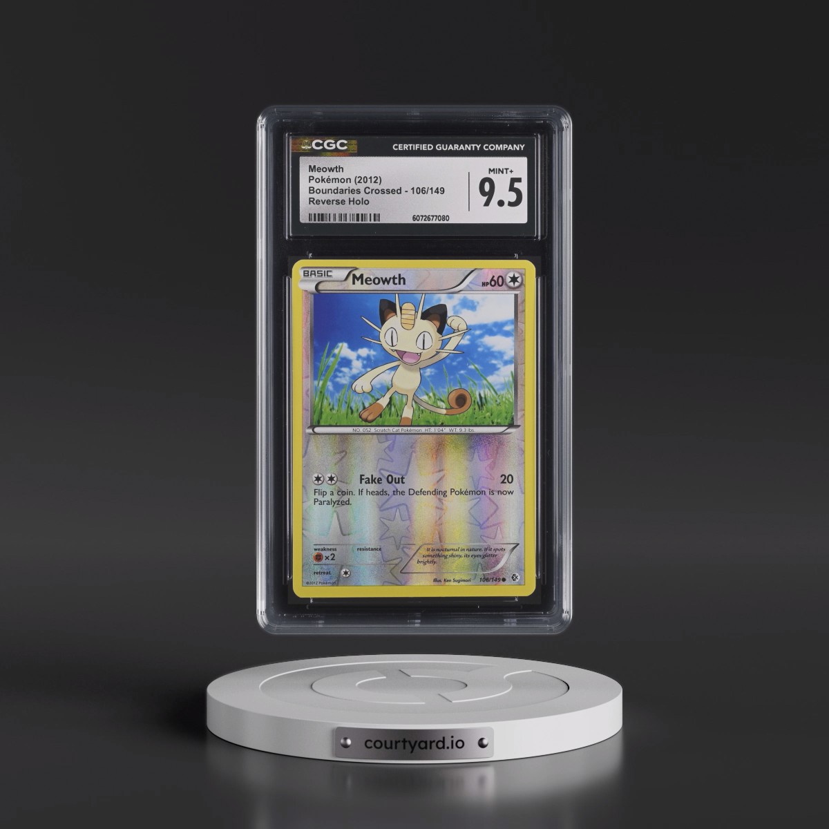 2012 Boundaries Crossed #106/149 Meowth - Reverse Holo (CGC 9.5 MINT+)