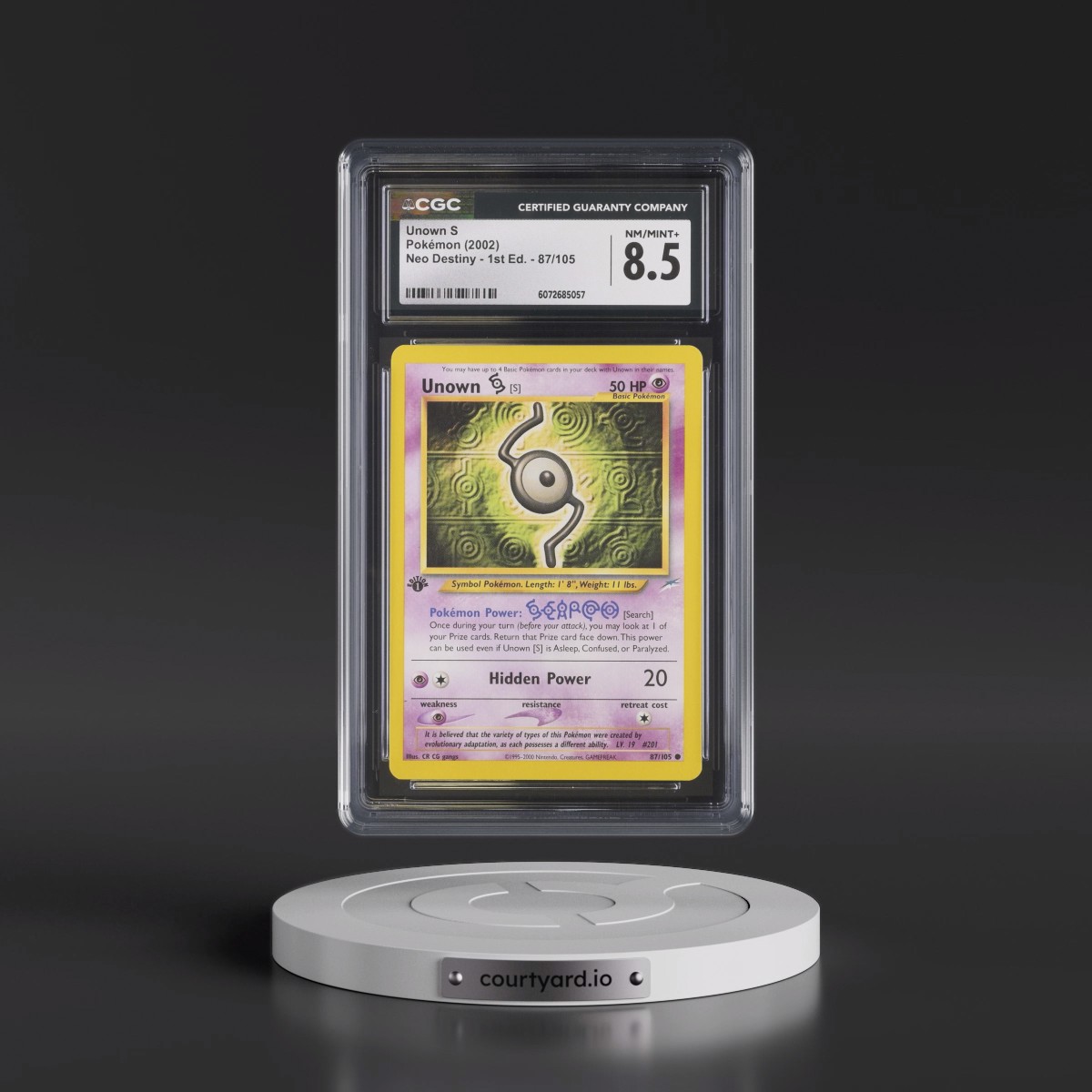 2002 Neo Destiny #87/105 Unown S - 1st Edition 1st Edition (CGC 8.5 NM-MT+)