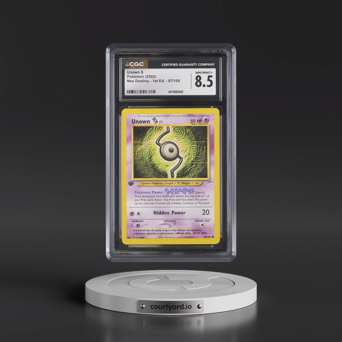 2002 Neo Destiny #87/105 Unown S - 1st Edition 1st Edition (CGC 8.5 NM-MT+)