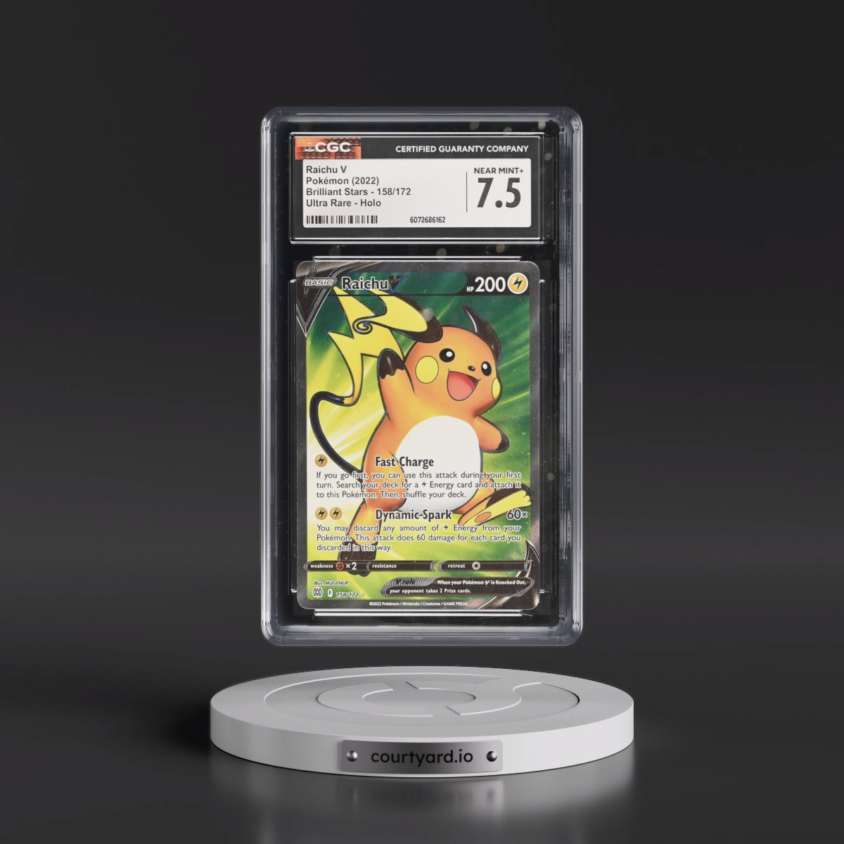 2022 Brilliant Stars #158/172 Raichu V - Ultra Rare Holo (CGC 7.5 NM+)