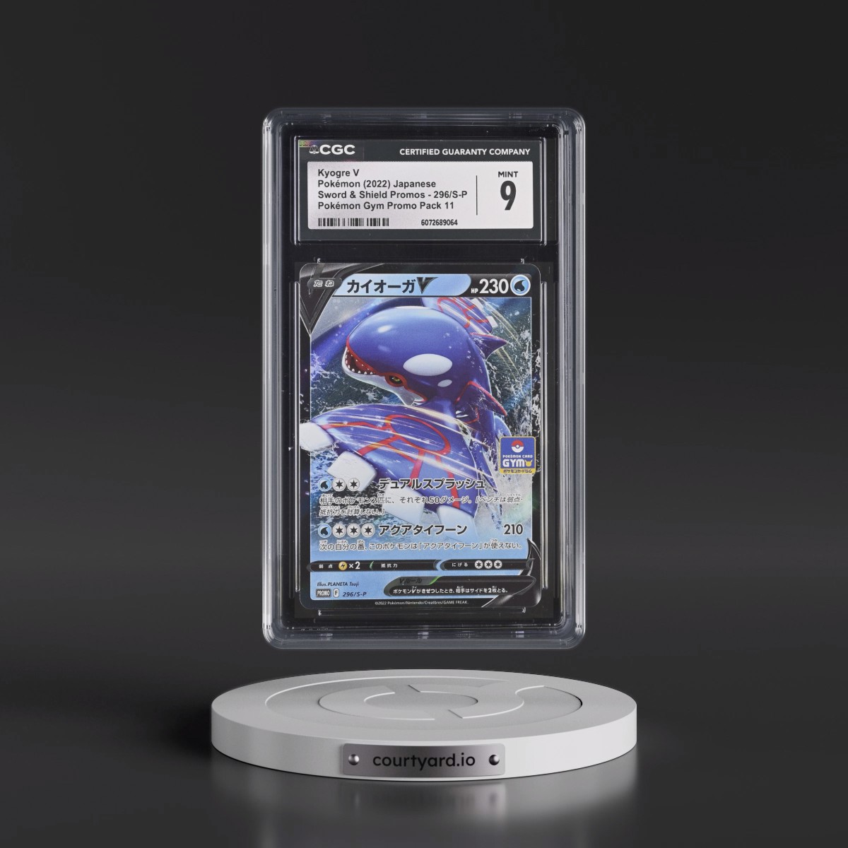 2019 Sword & Shield Promos #296/S-P Kyogre V - Holo Pokémon Gym Promo Pack 11 (CGC 9 MINT)