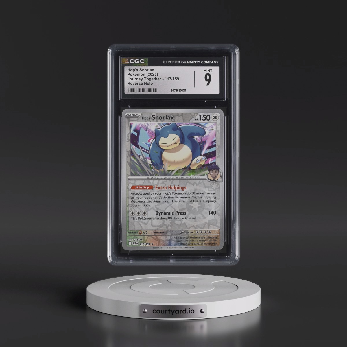 2025 Journey Together - JTG EN #117/159 Hop's Snorlax - Reverse Holo (CGC 9 MINT)