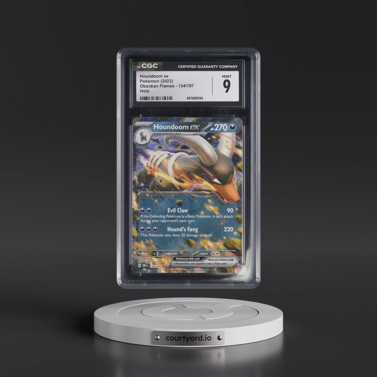 2023 Pokémon Obf EN-Obsidian Flames #134 Houndoom EX - Holo (CGC 9 MINT)