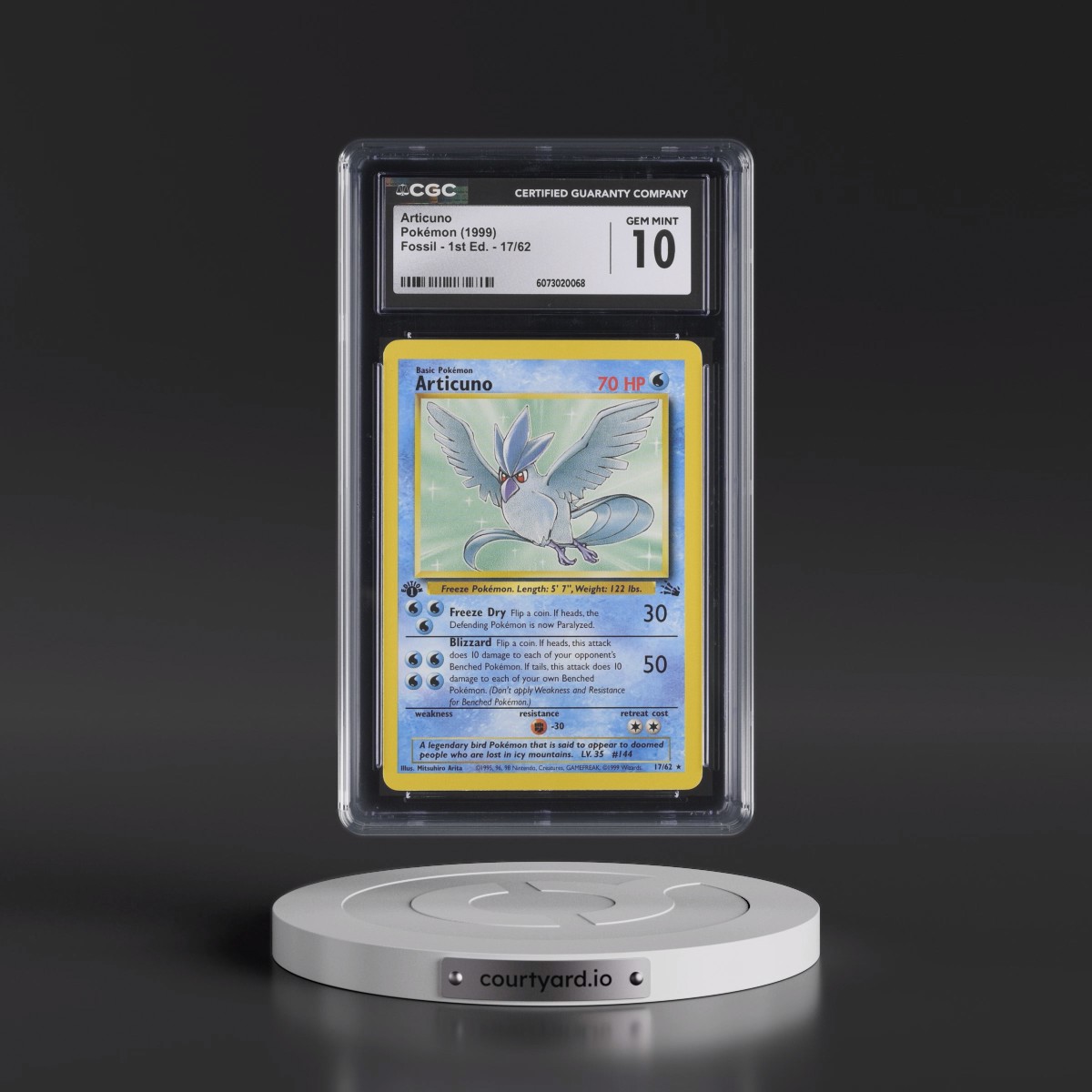 1999 Fossil #17/62 Articuno - 1st Edition 1st Edition (CGC 10 GEM MINT)